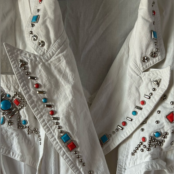 Western 80s IIF embellished romper short suit, shorts jumpsuit bedazzled M L - Picture 5 of 5